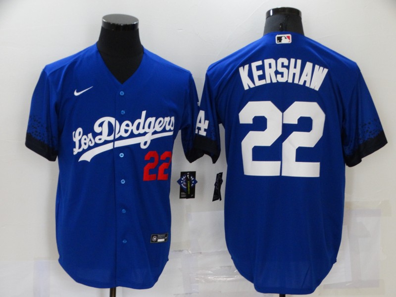Men's Los Angeles Dodgers Clayton Kershaw #22 Blue Stitched Jersey